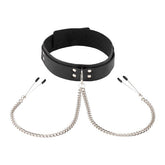 Spartacus Leather Double Strap O-Ring Collar with Tweezer Clamps Collars and Leads